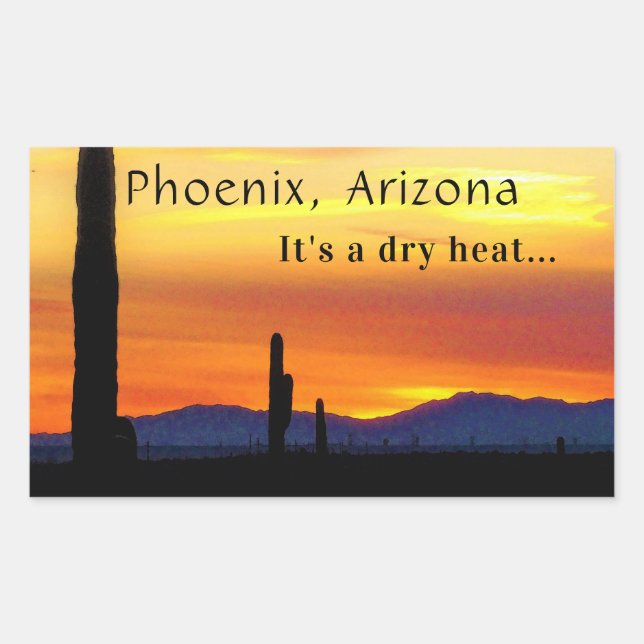 Arizona Sunset Saguaro Cactus is Dry Heat Rechteckiger Aufkleber (Vorderseite)