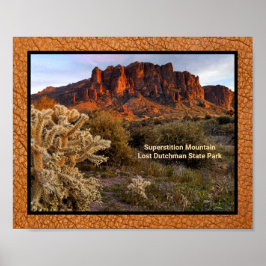 Arizona Superstition Mountain Cactus Imitats Leath Poster