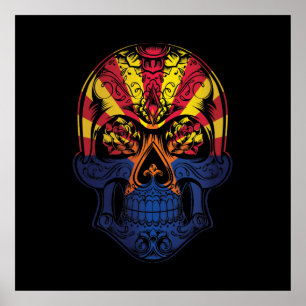 Arizona-Totenkopf- und Rosenflagge Poster