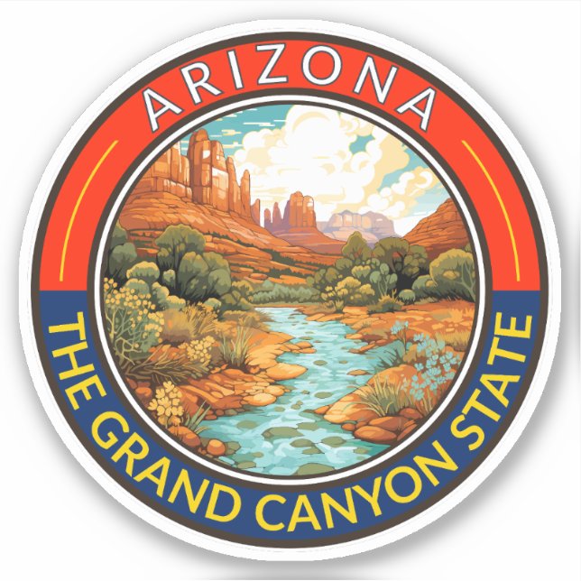 Arizona Travel Art Abzeichen Aufkleber (Vorderseite)