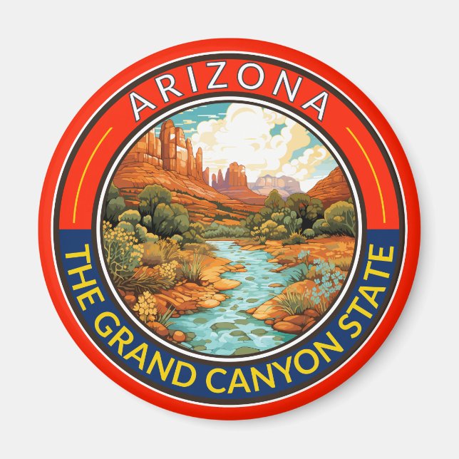 Arizona Travel Art Abzeichen Magnet (Vorne)