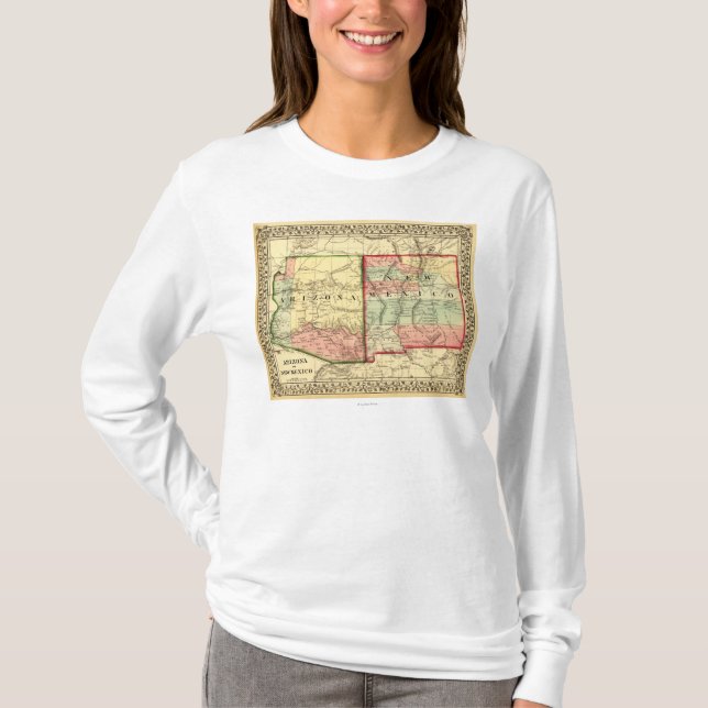Arizona und neue MexicoPanoramic Karte T-Shirt (Vorderseite)