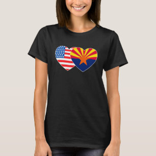 Arizona und USA Flag Twin Heart für Proud American T-Shirt