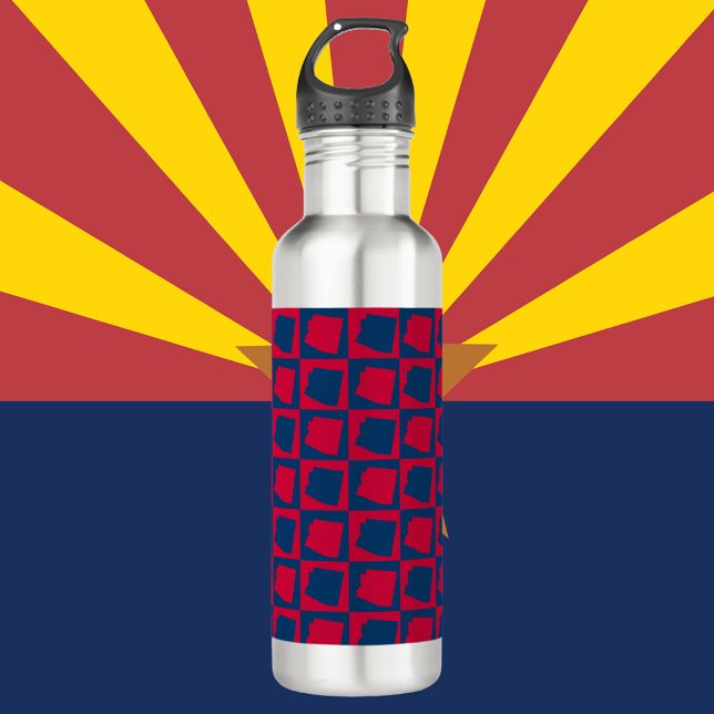 Arizona US Staat Red and Blue Pattern Edelstahlflasche (A water bottle of a red and blue pattern of the US state of Arizona)