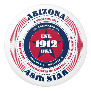 Arizona US Staat Red White Blue Typografy Keramikknauf