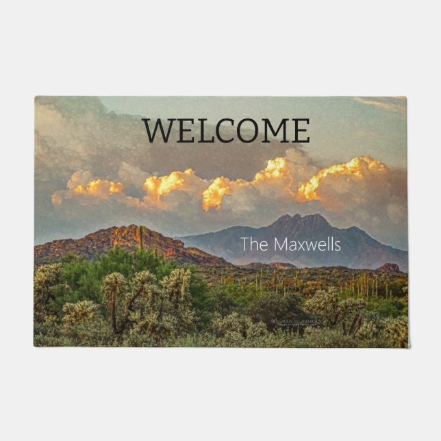 Arizona Vier Gipfel Gebirgswelt Farbenfrohe Wolken Fußmatte (Vorderseite)