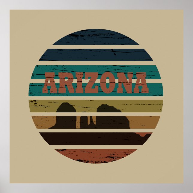 Arizona Vintage Sonnenuntergangslandschaft az Poster (Vorne)