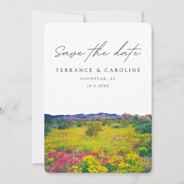 Arizona Wedding Wildblume Save the Date Einladung (Vorderseite)
