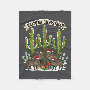 Arizona Weihnachten Javelina Familie Wüste Saguaro Fleecedecke