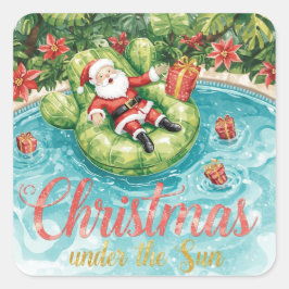 Arizona Weihnachten mit Santa Poolparty Quadratischer Aufkleber