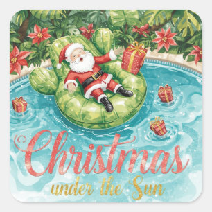Arizona Weihnachten mit Santa Poolparty Quadratischer Aufkleber