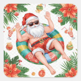 Arizona Weihnachten mit Santa Poolparty Quadratischer Aufkleber