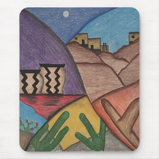 Arizona Wüste Folk Art Cactus Southwest Mousepad (Vorne)