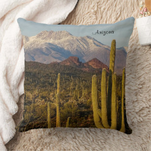 Arizona Wüste Saguaro Cacti Snowy Mountain Kissen