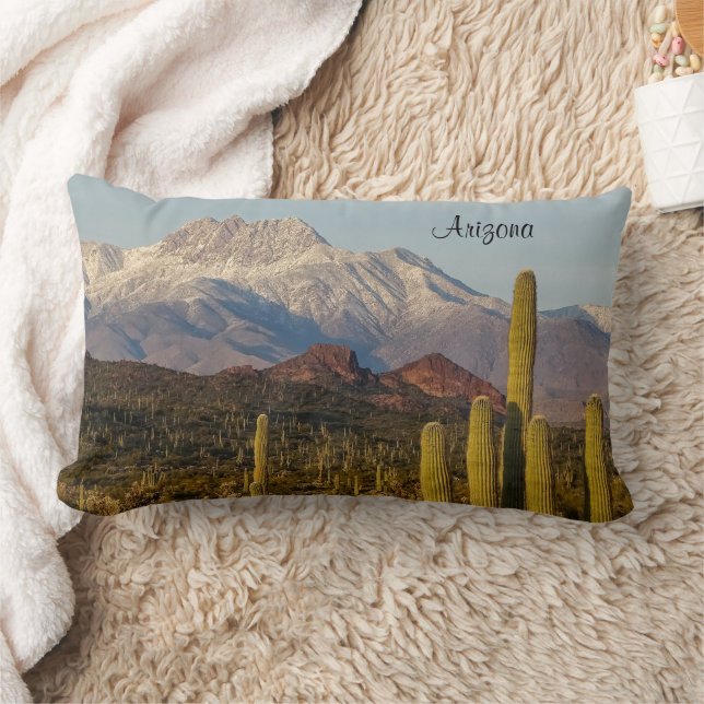 Arizona Wüste Saguaro Cacti Snowy Mountain Lendenkissen (Decke)