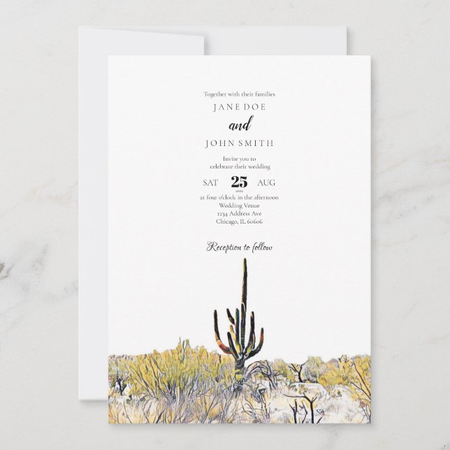 Arizona Wüste Saguaro Einladung zur Hochzeit (Vorderseite)