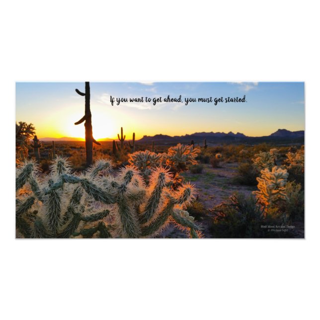 Arizona Wüste Sonnenuntergang Kaktus Inspiration S Fotodruck (Vorne)