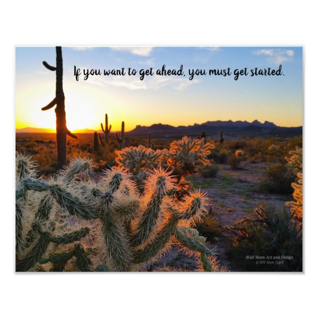 Arizona Wüste Sonnenuntergang Kaktus Inspiration S Fotodruck (Vorne)