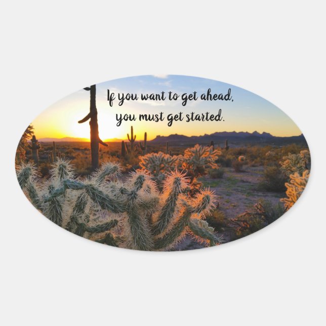Arizona Wüste Sonnenuntergang Kaktus Inspiration S Ovaler Aufkleber (Vorderseite)