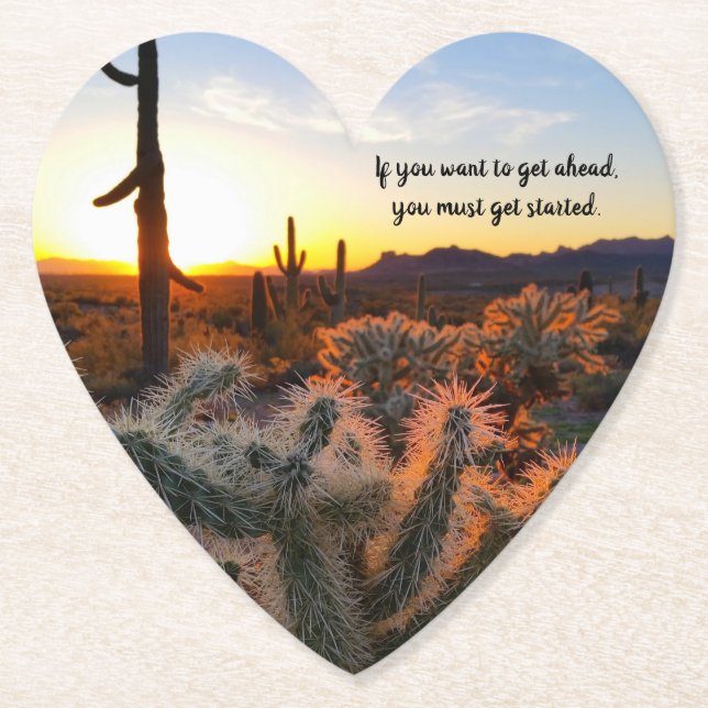 Arizona Wüste Sonnenuntergang Kaktus Inspiration S Untersetzer (Vorderseite)