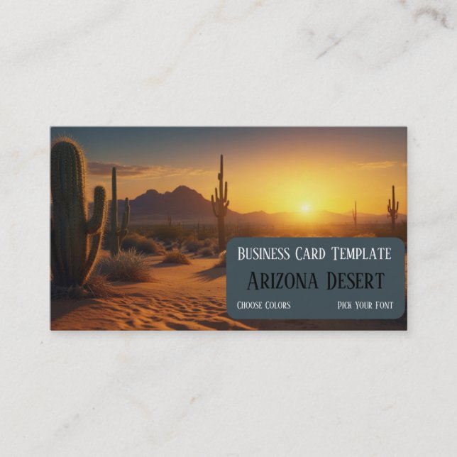 Arizona Wüste Sonnenuntergang Landschaftskarte Visitenkarte (Vorderseite)