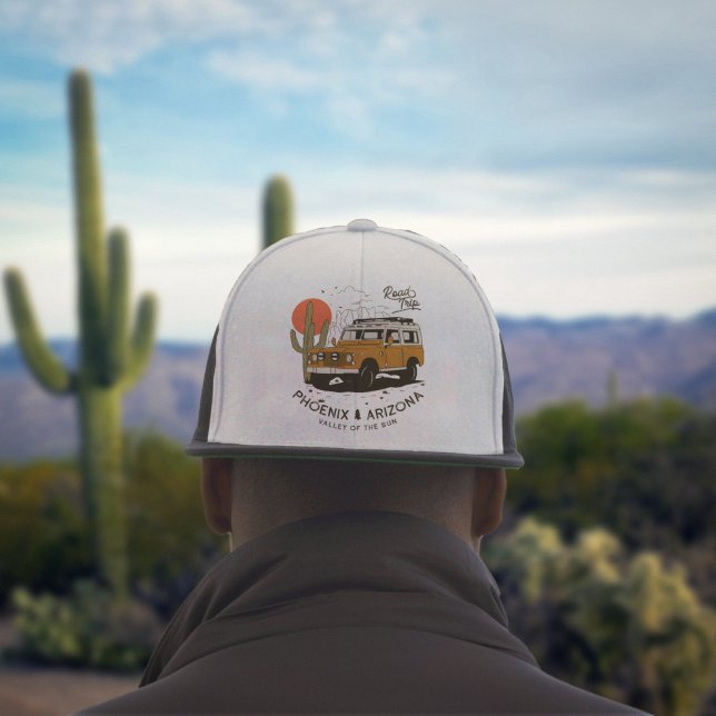 Arizona Wüste Sunset Road Trip Cactus Phoenix Truckerkappe (Arizona Desert Sunset Road Trip Cactus Phoenix Trucker Hat)