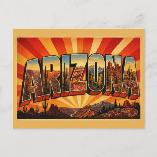 Arizona Wüsten-Canyon-Berg Vintage-Kunst Postkarte