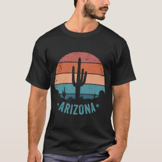 Arizona Wüsten-Saguaro-Kaktus Retro-Sonnenuntergan T-Shirt