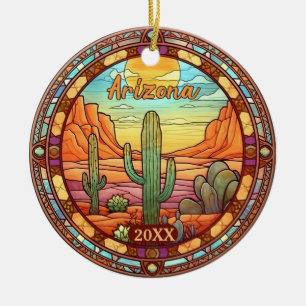 Arizona Wüstenkaktus Aquarell Keramik Ornament