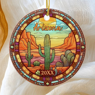 Arizona Wüstenkaktus Aquarell Keramik Ornament
