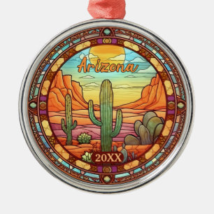 Arizona Wüstenkaktus Aquarell Ornament Aus Metall