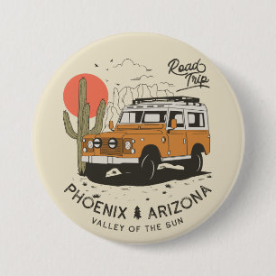 Arizona Wüstenuntergangstraßen-Trip Kaktus Phoenix Button