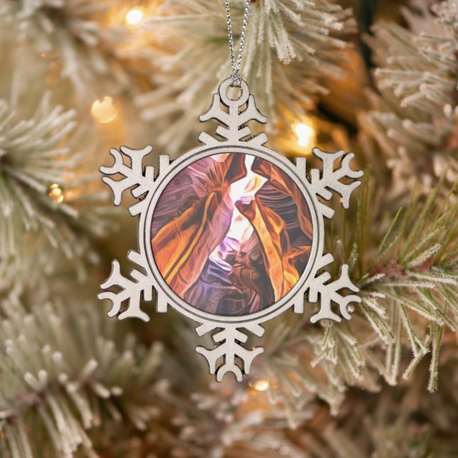 Arizonas großartiger und majestätischer Antelope-C Schneeflocken Zinn-Ornament (Baum)