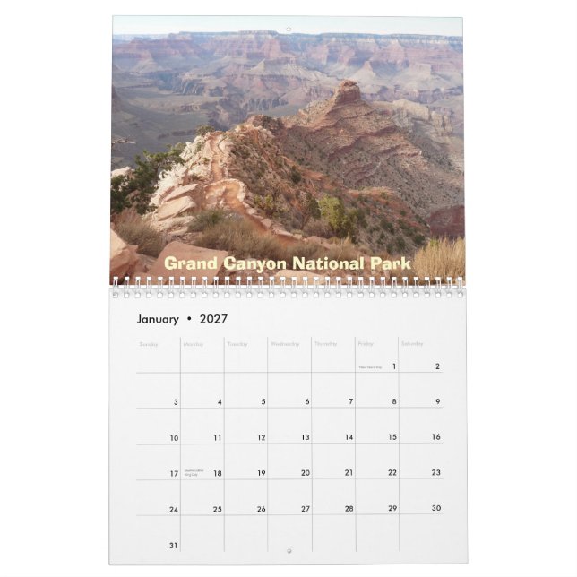 Arizonas spezielle Plätze Kalender (Jan 2027)