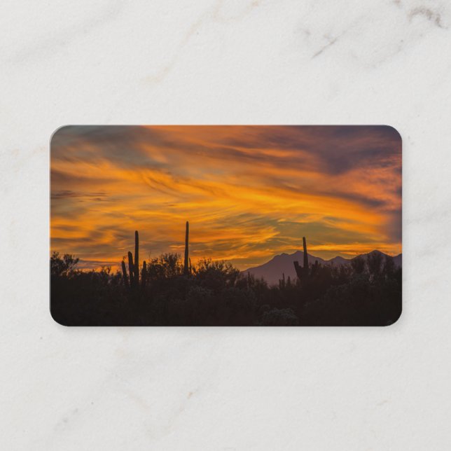 Arizonasaguaro-Kaktus-Sonnenuntergang Visitenkarte (Vorderseite)