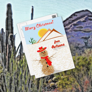 Arizonatumbleweed-Schneemann Feiertagspostkarte