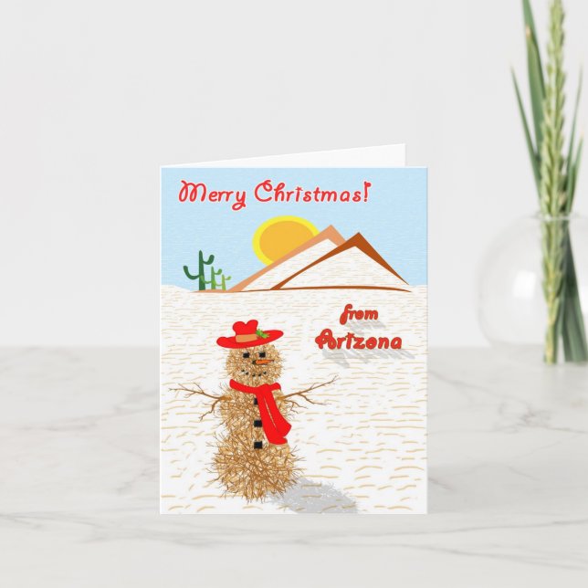 Arizonatumbleweed-Schneemann-Weihnachten Feiertagskarte (Vorderseite)