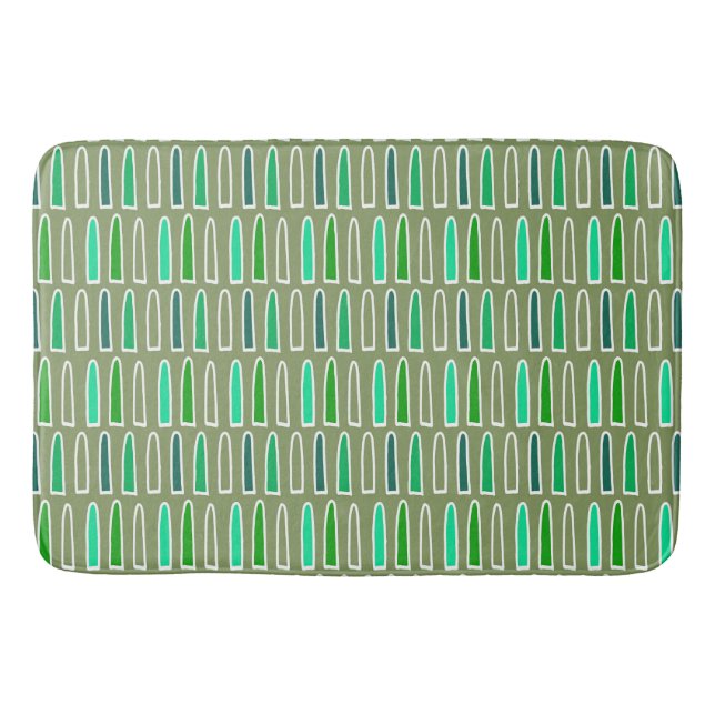 Arkaden Formen Retro grün, aquamarin, aqua, meer Badematte (Vorderseite)