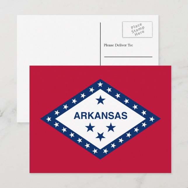 Arkansan-Flagge, Flagge von Arkansas Postkarte (Vorne/Hinten)
