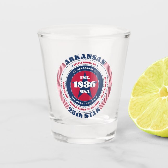 Arkansas 25. Star Patriotic Shot Glas (Vorderseite)