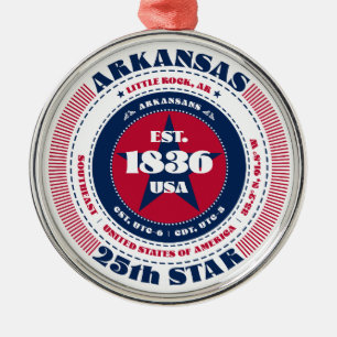 Arkansas 25. Weihnachtsstaat-Schmuck Ornament Aus Metall