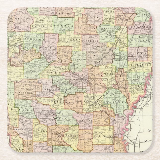 Arkansas 6 rechteckiger pappuntersetzer (Vorderseite)