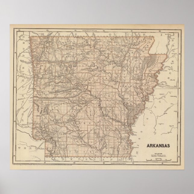Arkansas Atlas Karte Poster (Vorne)