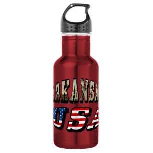 Arkansas-Bild und USA-Flagge-Text Edelstahlflasche