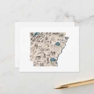 Arkansas Carte Vintage Carte de l'état antique