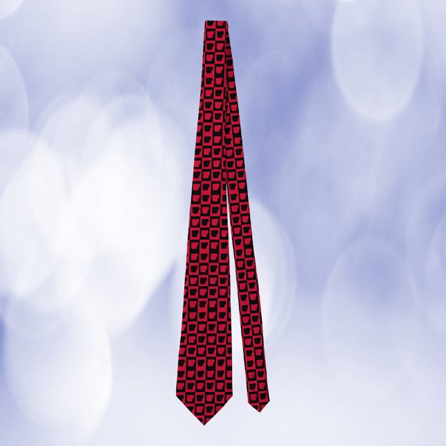 Arkansas Checker Rot und Schwarz Muster Krawatte (A tie with a red and black pattern featuring the US state of Arkansas.)