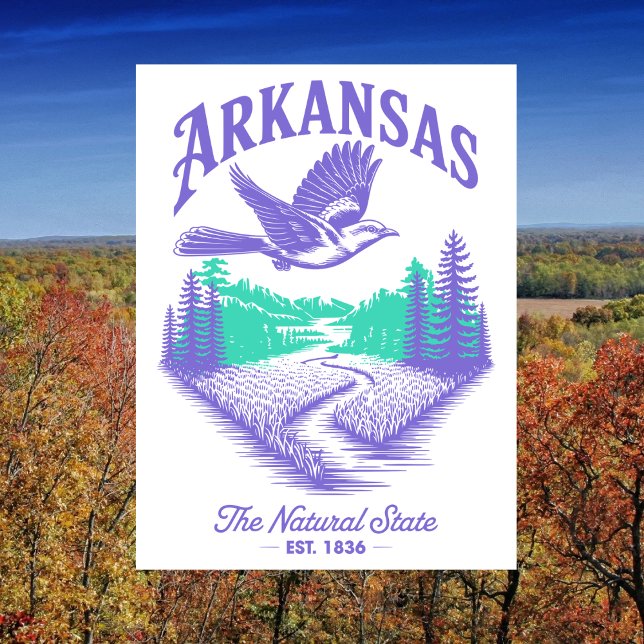Arkansas der natürliche Staat Est. 1836 Reisen Postkarte (Arkansas The Natural State Est. 1836 Travel Postcard)