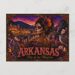 Arkansas Día de los Muertos Retro Postkarte