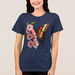 Arkansas Diana Fritillary Butterfly And Apple Blos Tri-Blend Shirt