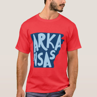 Arkansas Doodle Letters Map Outlineblue T-Shirt